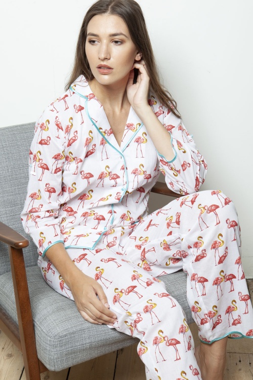 Wien Coral Flamingo Cotton Poplin Pyjamas